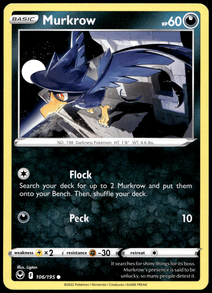 Pokémon Murkrow 106/195 - Normal Common SWSH12: Silver Tempest EN ...