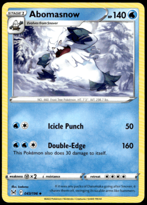 Pokémon Abomasnow 043/196 - Normal Uncommon SWSH11: Lost Origin EN