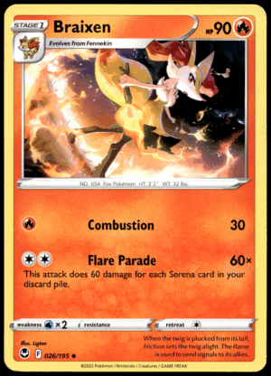 Pokémon Braixen 026/195 - Normal Uncommon SWSH12: Silver Tempest EN