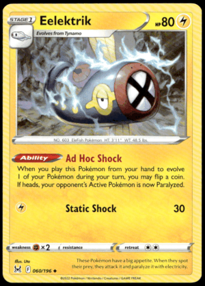 Pokémon Eelektrik 060/196 - Normal Uncommon SWSH11: Lost Origin EN