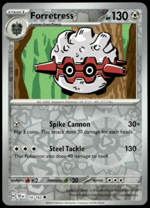 Pokémon Forretress 110/162 - Reverse Holofoil Uncommon SV05: Temporal Forces EN