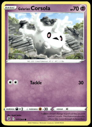 Pokémon Galarian Corsola 117/264 - Normal Common SWSH08: Fusion Strike EN