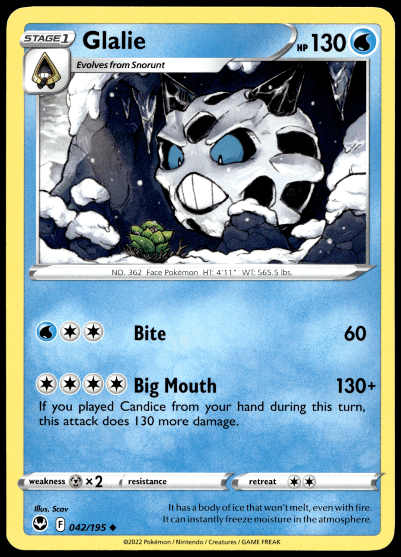 Pokémon Glalie 042/195 - Normal Uncommon SWSH12: Silver Tempest EN