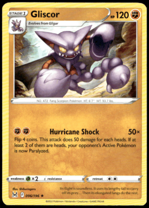 Pokémon Gliscor 096/196 - Normal Rare SWSH11: Lost Origin EN
