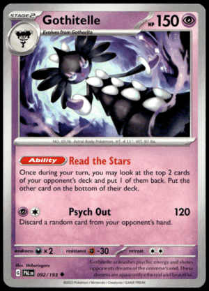 Pokémon Gothitelle 092/193 - Normal Uncommon SV02: Paldea Evolved EN