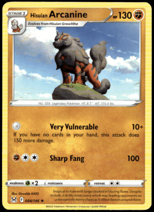 Pokémon Hisuian Arcanine 084/196 - Normal Rare Deck Exclusives EN