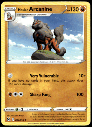 Pokémon Hisuian Arcanine 084/196 - Normal Rare Deck Exclusives EN