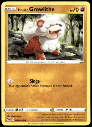 Pokémon Hisuian Growlithe 083/196 - Normal Common SWSH11: Lost Origin EN