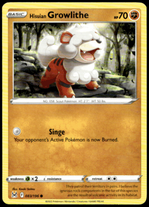 Pokémon Hisuian Growlithe 083/196 - Normal Common SWSH11: Lost Origin EN