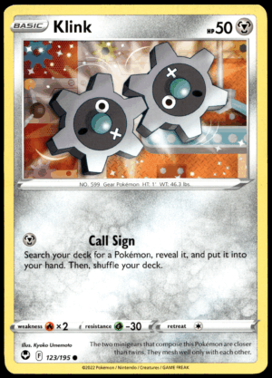 Pokémon Klink 123/195 - Normal Common SWSH12: Silver Tempest EN