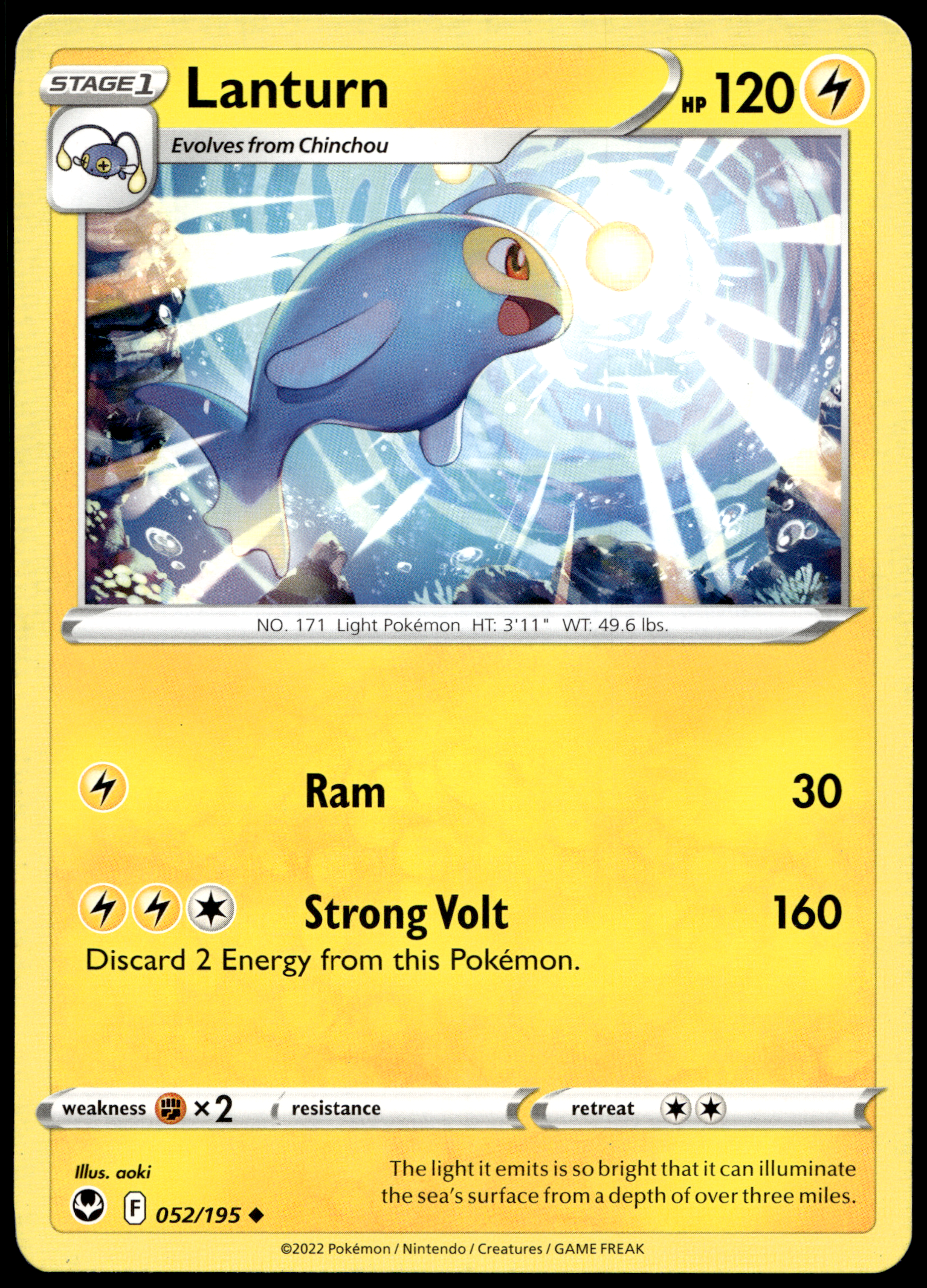 Pokémon Lanturn 052/195 - Normal Uncommon SWSH12: Silver Tempest EN