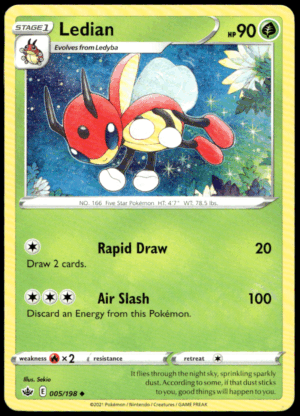 Pokémon Ledian 005/198 - Normal Uncommon SWSH06: Chilling Reign EN