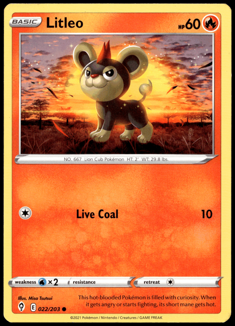 Pokémon Litleo 022/203 - Normal Common SWSH07: Evolving Skies EN