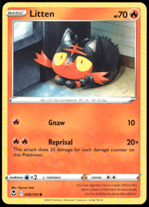 Pokémon Litten 030/195 - Normal Common SWSH12: Silver Tempest EN