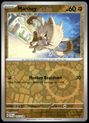 Pokémon Mankey 107/198 - Reverse Holofoil Common SV01: Scarlet & Violet Base Set EN