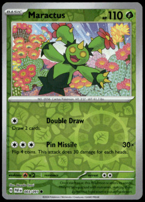 Pokémon Maractus 003/091 - Reverse Holofoil Common SV: Paldean Fates EN