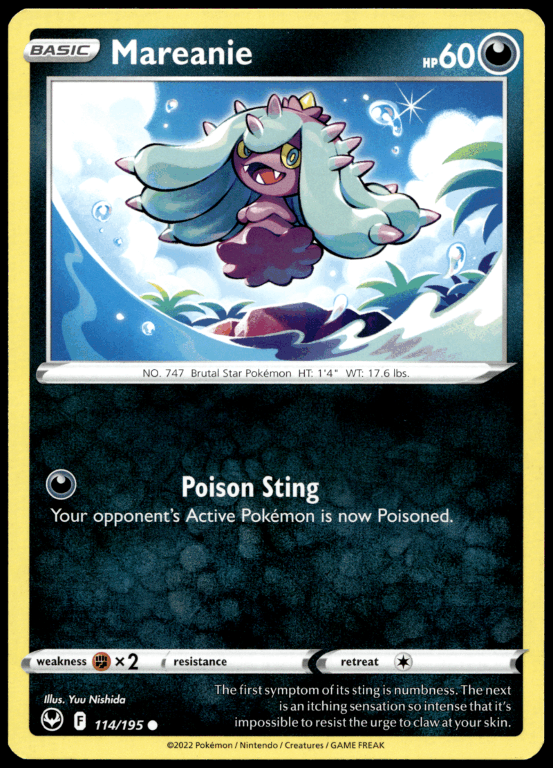 Pokémon Mareanie 114/195 - Normal Common SWSH12: Silver Tempest EN