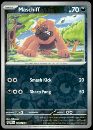 Pokémon Maschiff 142/193 - Reverse Holofoil Common SV02: Paldea Evolved EN