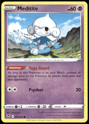 Pokémon Meditite 072/195 - Normal Common SWSH12: Silver Tempest EN