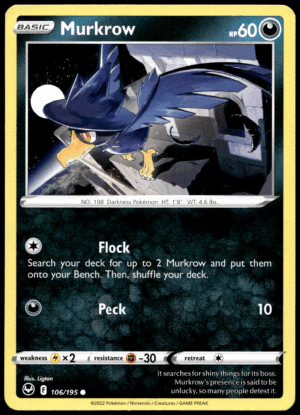 Pokémon Murkrow 106/195 - Normal Common SWSH12: Silver Tempest EN