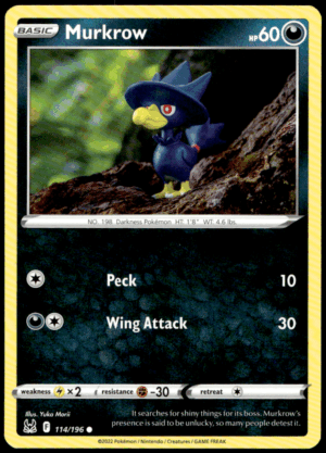 Pokémon Murkrow 114/196 - Normal Common SWSH11: Lost Origin EN