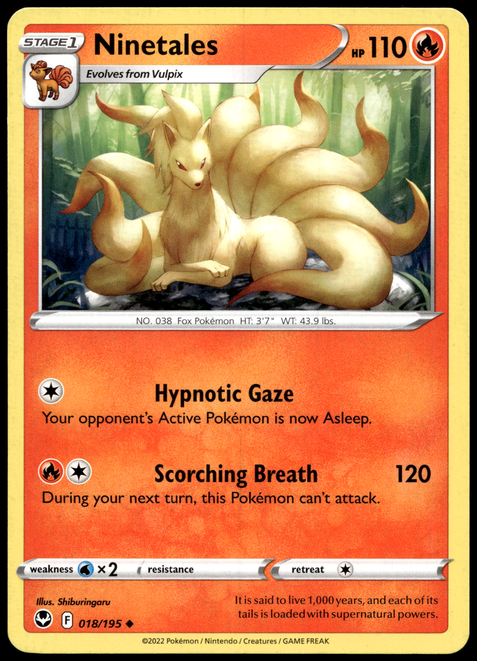 Pokémon Ninetales 018/195 - Normal Uncommon SWSH12: Silver Tempest EN