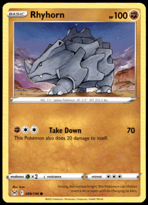 Pokémon Rhyhorn 089/196 - Normal Common SWSH11: Lost Origin EN