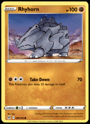 Pokémon Rhyhorn 089/196 - Normal Common SWSH11: Lost Origin EN