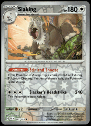 Pokémon Slaking 162/193 - Reverse Holofoil Rare SV02: Paldea Evolved EN
