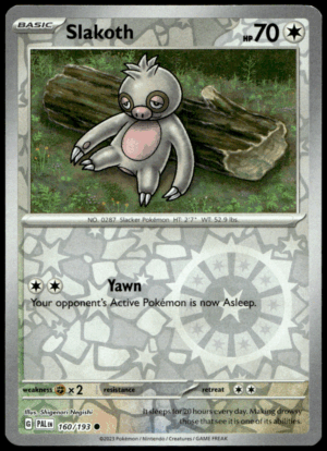 Pokémon Slakoth 160/193 - Reverse Holofoil Common SV02: Paldea Evolved EN