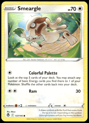 Pokémon Smeargle 137/195 - Normal Common SWSH12: Silver Tempest EN