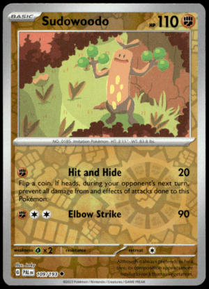 Pokémon Sudowoodo 109/193 - Reverse Holofoil Uncommon SV02: Paldea Evolved EN