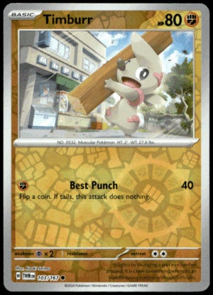 Pokémon Timburr 103/167 - Reverse Holofoil Common SV06: Twilight Masquerade EN