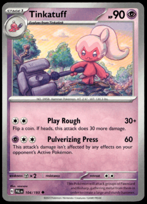 Pokémon Tinkatuff 104/193 - Normal Uncommon SV02: Paldea Evolved EN