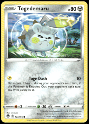 Pokémon Togedemaru 127/195 - Normal Common SWSH12: Silver Tempest EN