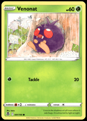 Pokémon Venonat 001/195 - Normal Common SWSH12: Silver Tempest EN