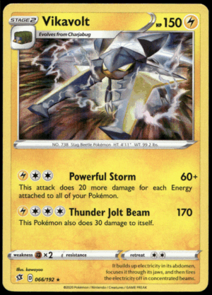 Pokémon Vikavolt 066/192 - Holofoil Holo Rare SWSH02: Rebel Clash EN