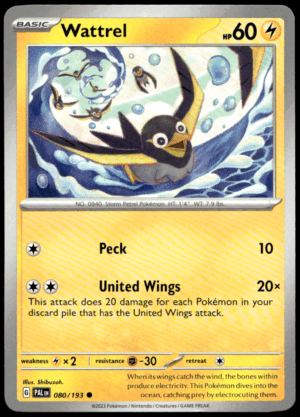 Pokémon Wattrel 080/193 - Normal Common SV02: Paldea Evolved EN