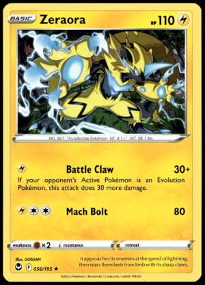 Pokémon Zeraora 056/195 - Normal Rare SWSH12: Silver Tempest EN
