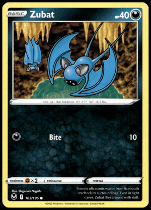 Pokémon Zubat 103/195 - Normal Common SWSH12: Silver Tempest EN