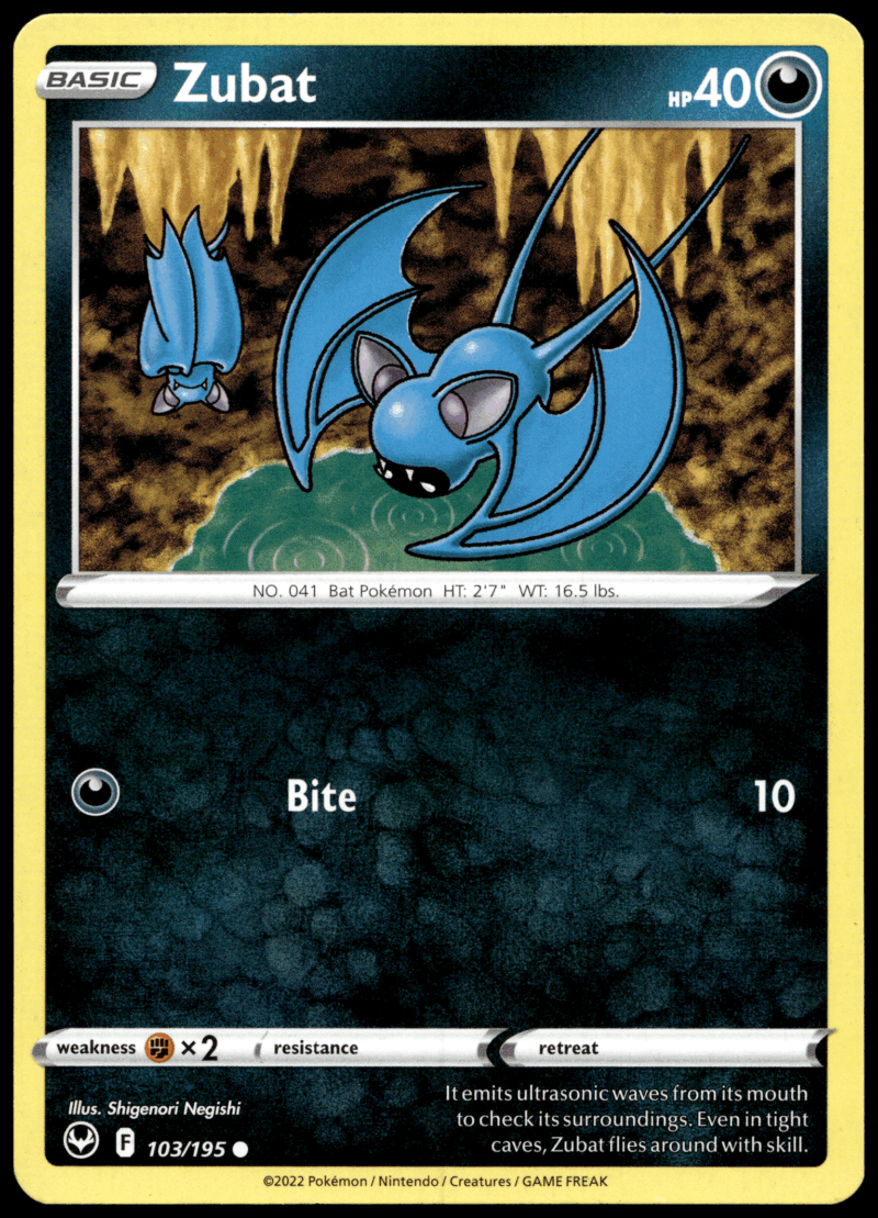 Pokémon Zubat 103/195 - Normal Common SWSH12: Silver Tempest EN