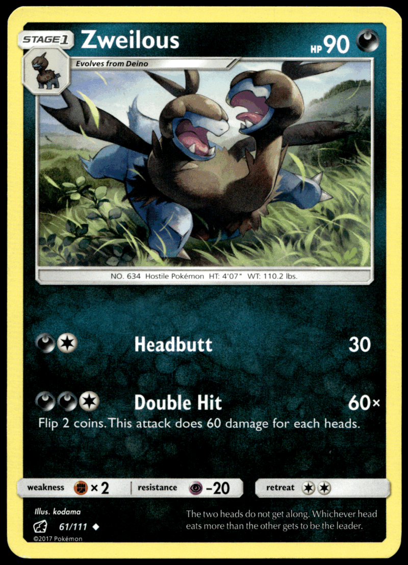 Pokémon Zweilous 61/111 - Normal Uncommon SM - Crimson Invasion EN