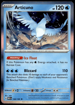 Pokémon Articuno 144/165 - Holofoil Rare SV: Scarlet & Violet 151 EN
