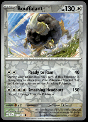 Pokémon Bouffalant 151/191 - Reverse Holofoil Common SV08: Surging Sparks EN
