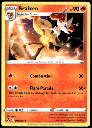 Pokémon Braixen 026/195 - Normal Uncommon SWSH12: Silver Tempest EN