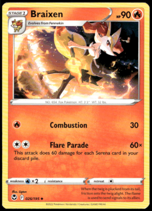 Pokémon Braixen 026/195 - Normal Uncommon SWSH12: Silver Tempest EN