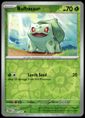 Pokémon Bulbasaur 001/165 - Reverse Holofoil Common SV: Scarlet & Violet 151 EN