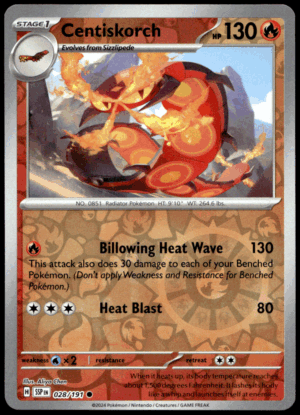 Pokémon Centiskorch 028/191 - Reverse Holofoil Common SV08: Surging Sparks EN
