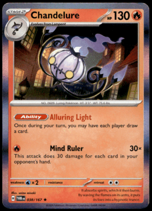 Pokémon Chandelure 038/167 - Holofoil Rare SV06: Twilight Masquerade EN