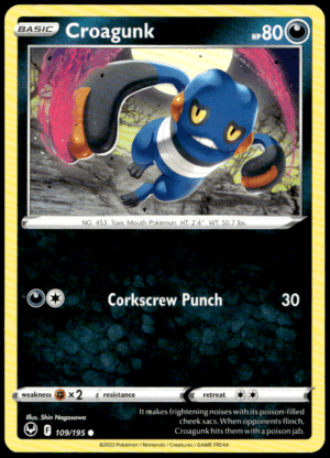 Pokémon Croagunk 109/195 - Normal Common SWSH12: Silver Tempest EN